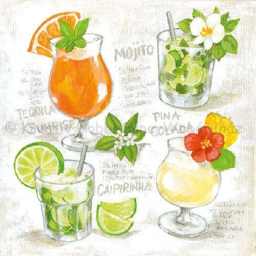Szalvéta - gyümölcskoktél -  Four Cocktails