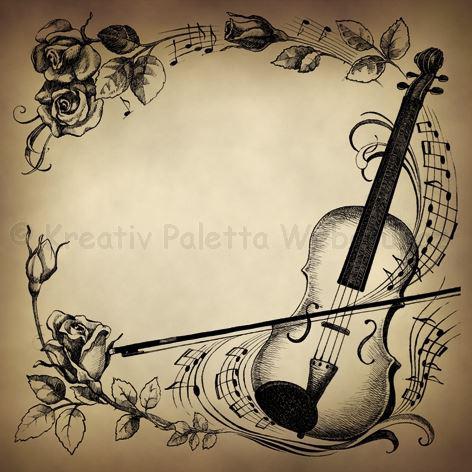 Szalvéta - hegedű rózsákkal