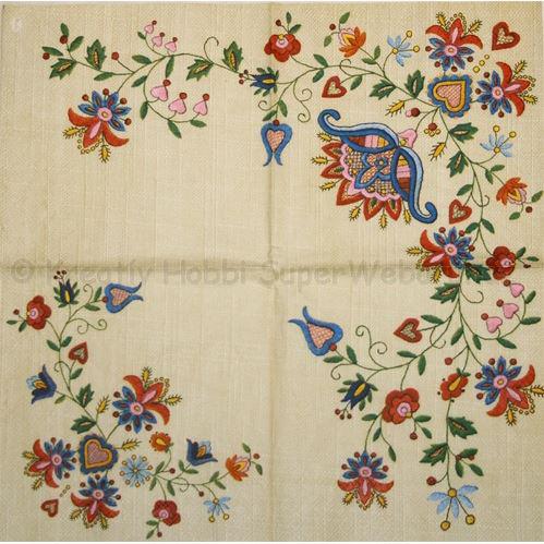 Szalvéta - hímzés népi motívum, Kashubian Folk 1