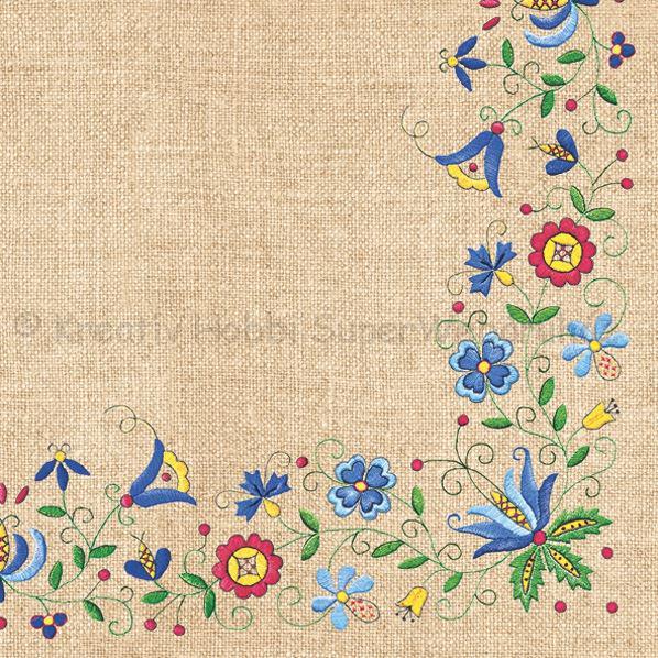 Szalvéta - hímzés népi  motívum, Kashubian Folk 4