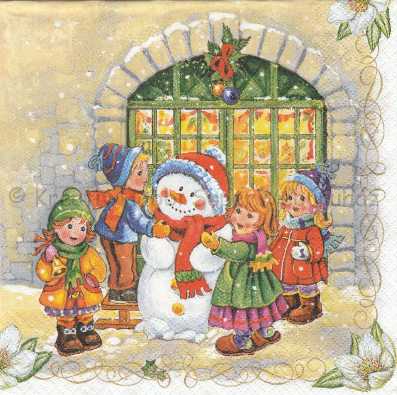 Szalvéta - hóember építés