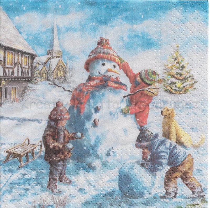 Szalvéta - hóember építés