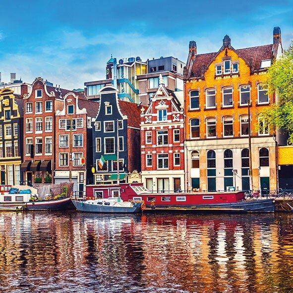 Szalvéta - Hollandia, Amszterdam, házak a csatornánál - Canal Houses