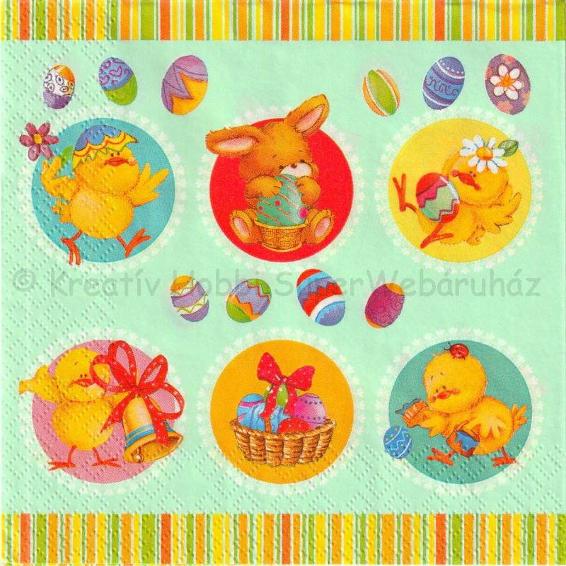 Szalvéta - húsvét- easter animals in circles