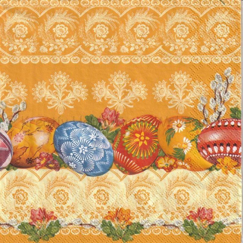 Szalvéta - húsvéti mintás tojások, bordűr minta