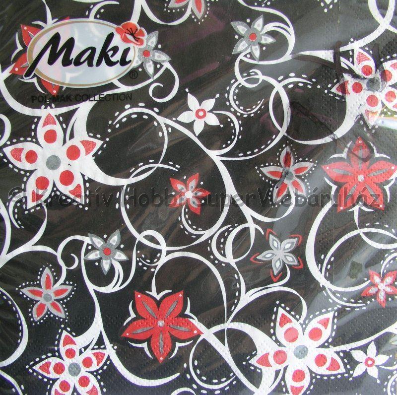 Szalvéta - indamintás fekete, piros