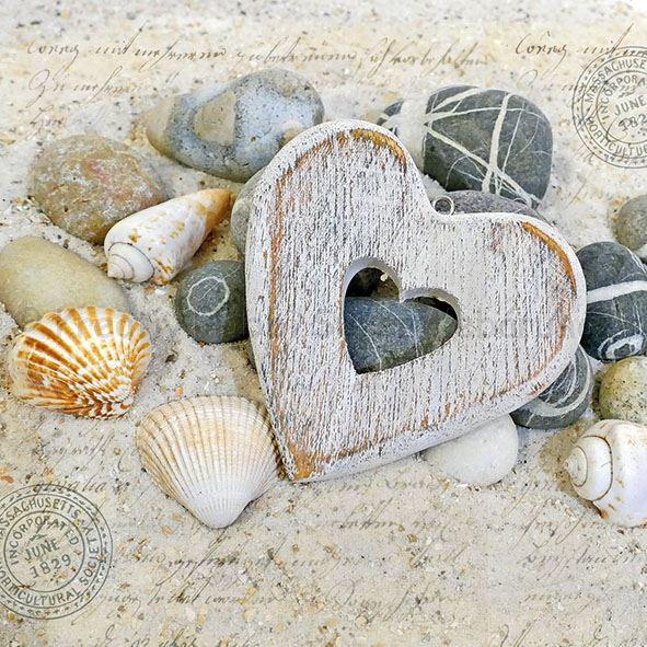 Szalvéta - kagylók és szívek - Hearts and Stones