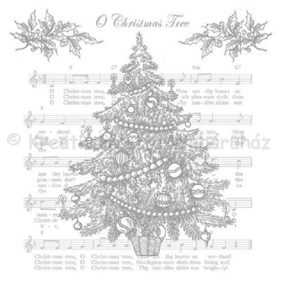 Szalvéta - karácsonyfa kottával, ezüst