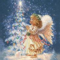 Szalvéta - karácsonyi angyal és nyuszi - Xmas Angel and Rabbitts