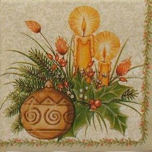 Szalvéta - karácsonyi dísz gyertyával