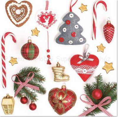 Szalvéta - karácsonyi színes dekorációk