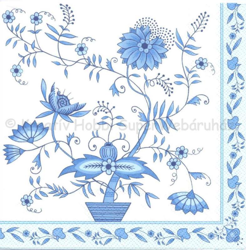Szalvéta - kék virágos