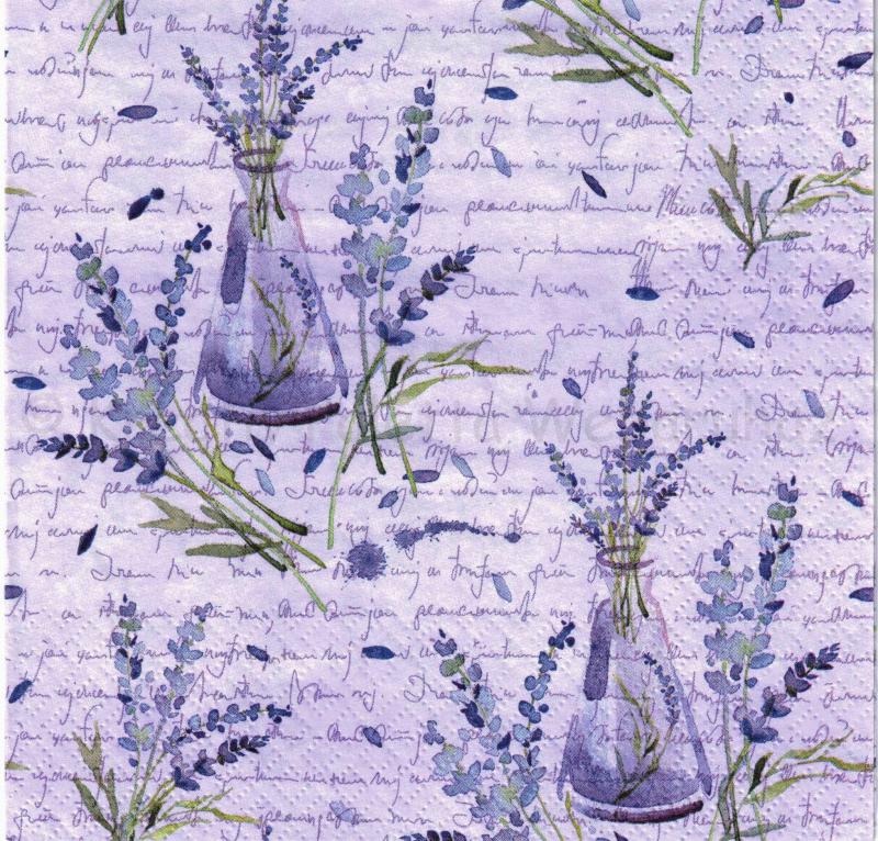 Szalvéta - levendula üvegben, írással