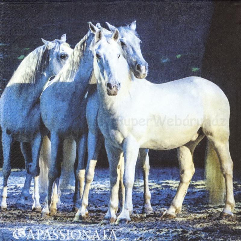 Szalvéta - lovak, fehér - white horses