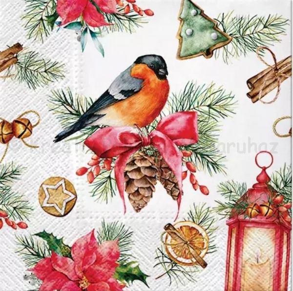 Szalvéta - madárka lámpással