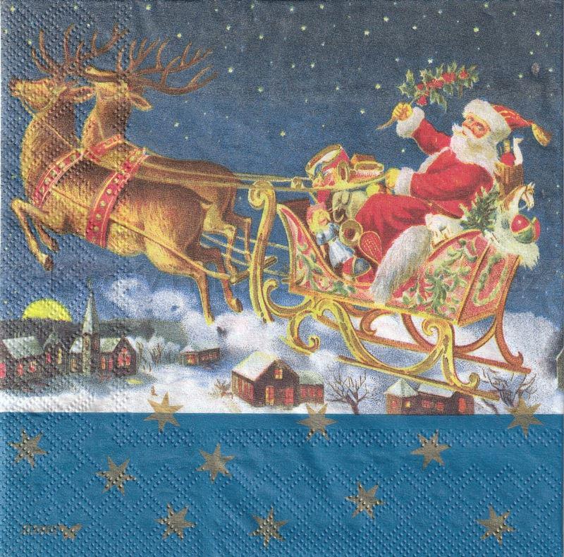 Szalvéta- mikulás szánnal érkezik