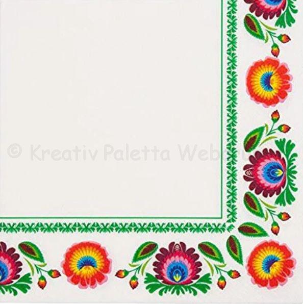 Szalvéta - népi motívum bordűr, folk 2