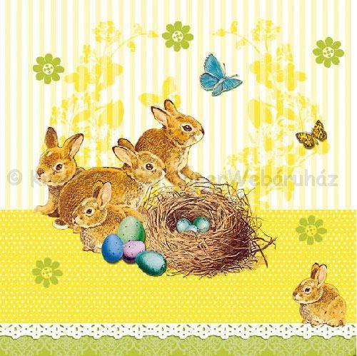 Szalvéta - nyuszik a fészekben - Bunnies Nest