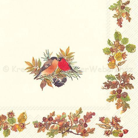 Szalvéta - őszi bordűr madarakkal