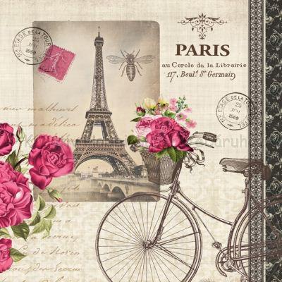 Szalvéta - Párizs, Eiffel torony, kerékpár