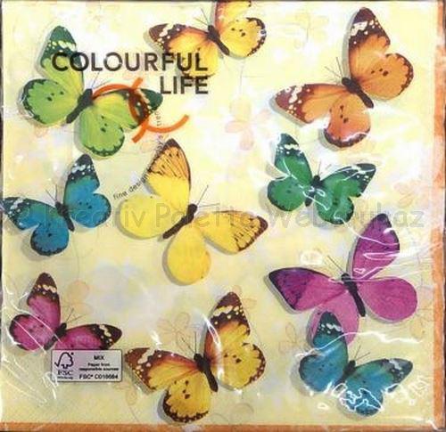 Szalvéta - pillangók, lepkék színes