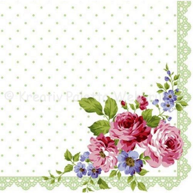 Szalvéta - rózsa csipke bordűrrel