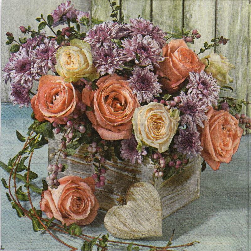 Szalvéta - rózsa és krizantém - Roses and Chrysanthemums