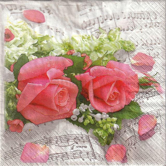 Szalvéta - rózsa és zene