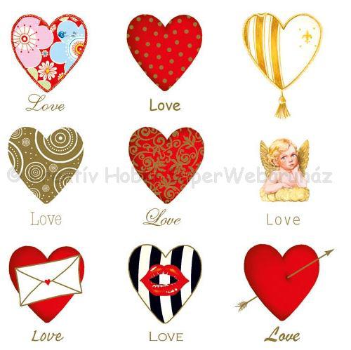 Szalvéta - szívek - Love