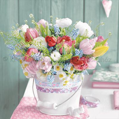 Szalvéta - tavaszi virágcsokor - Spring Bouquet
