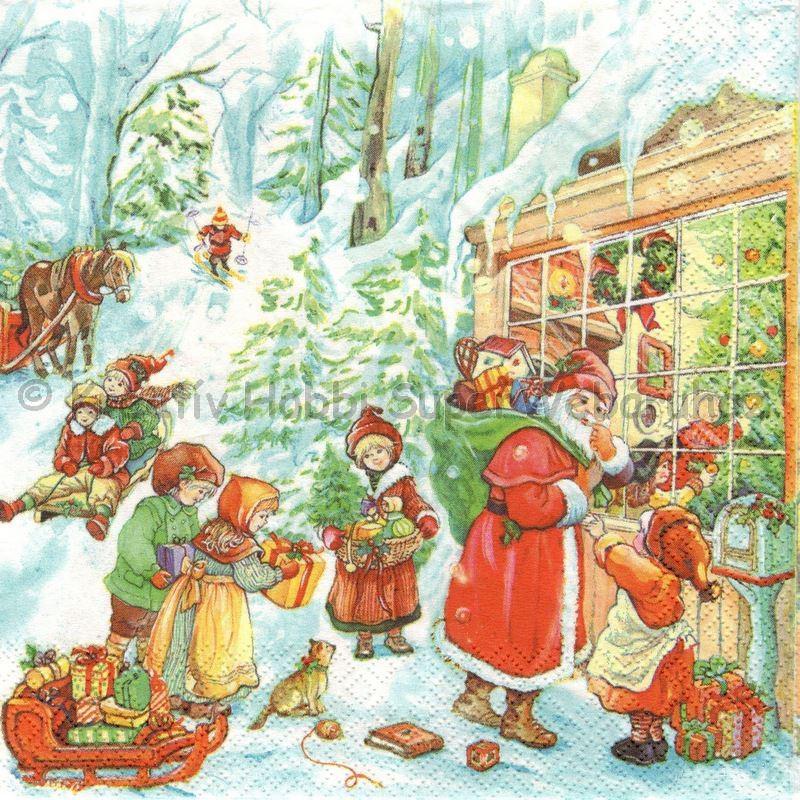 Szalvéta - Télapó gyerekekkel - Santa with Kids