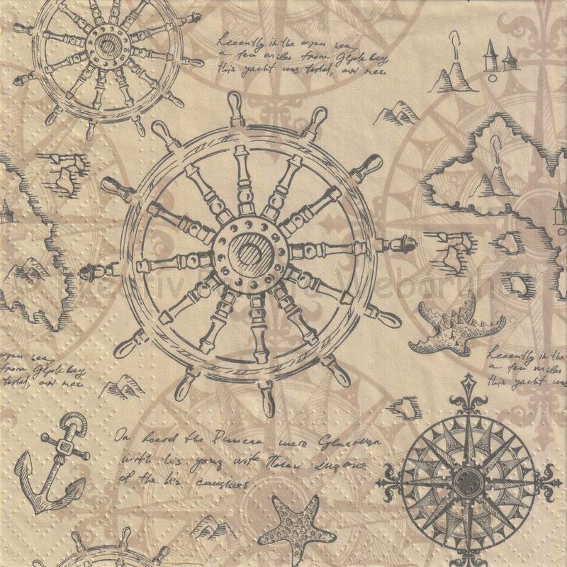 Szalvéta - tengeri térkép vintage