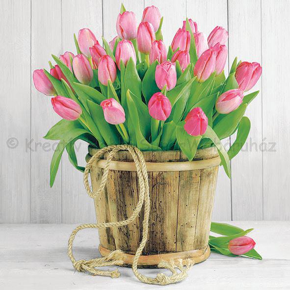 Szalvéta - tulipán csokor
