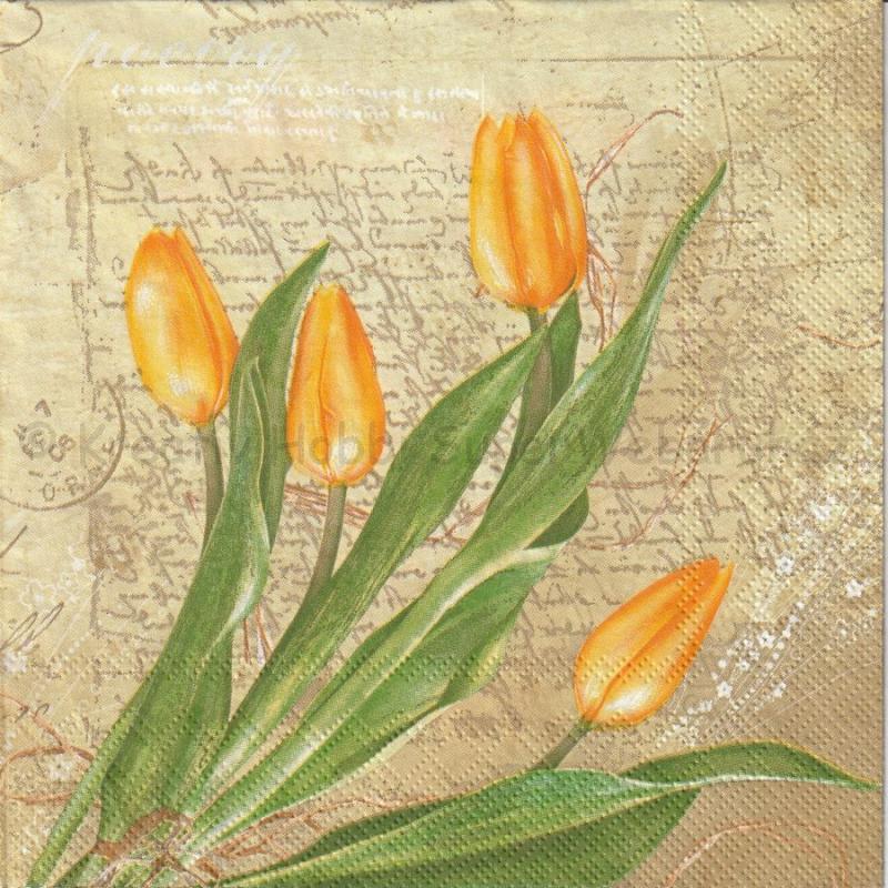 Szalvéta - tulipán csokrok - Bunch of Yellow Tulips