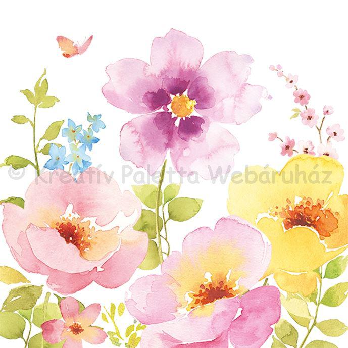 Szalvéta - virágok, akvarell