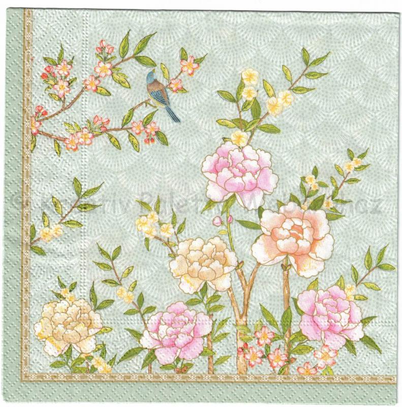 Szalvéta - virágok és madarak