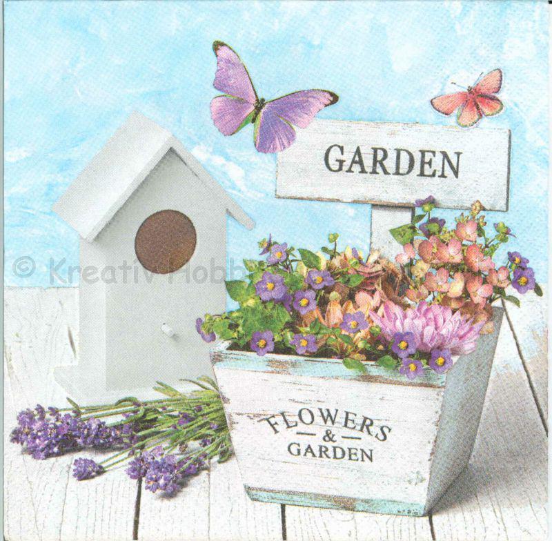 Szalvéta - virágok faládában