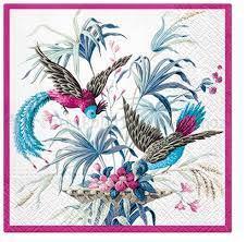 Szalvéta - virágok madarakkal