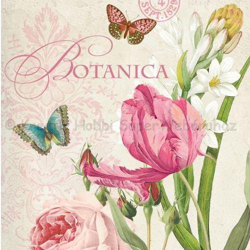 Szalvéta - virágok pillangókkal - Botanica