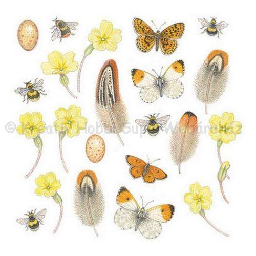 Szalvéta, - virágok tollak és pillangók - Eggs and Feathers