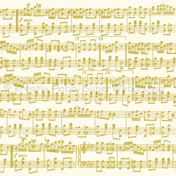 Szalvéta - zene kotta, arany - musica oro
