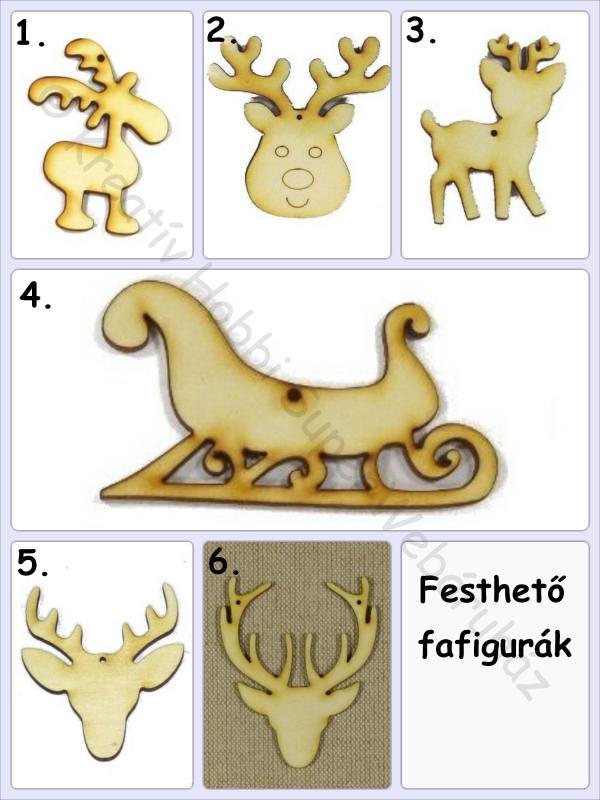 Szarvas, szán fafigura többféle