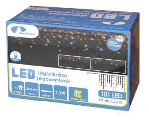 Szikrázó jégcsapfüzér 101 LED, 3 m x 0,4 m - toldható