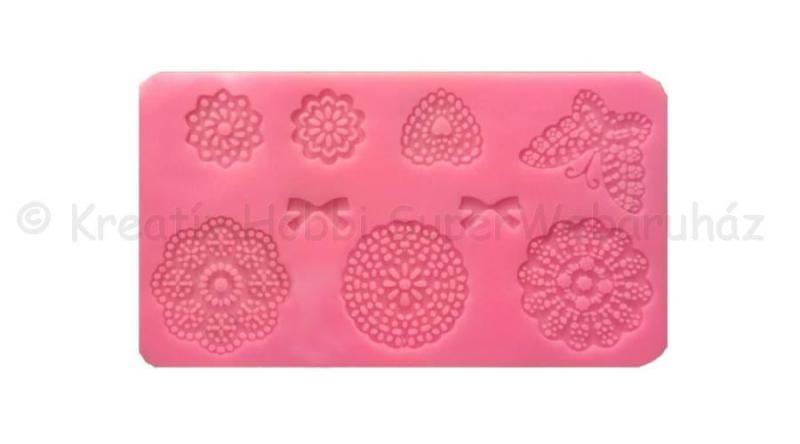 Szilikon öntőforma - csipke, masni és pillangó