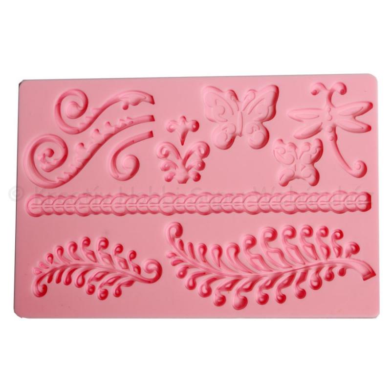 Szilikon öntőforma - indák és lepkék