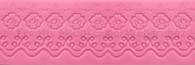 Szilikon öntőforma - sorminta, rózsa és csipke