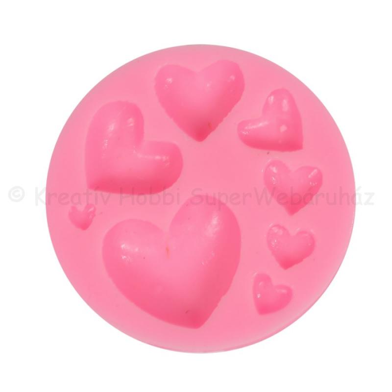 Szilikon öntőforma - szívek 3D