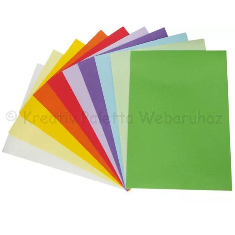 Színes papír A/4, 80g 10 lap, 10 szín/cs  élénk színek
