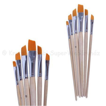 Szintetikus lapos ferde ecset, 6 db-os készlet