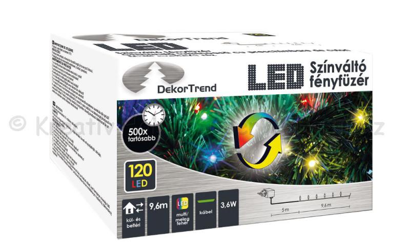 Színváltó fényfüzér 9,6 m 120 LED